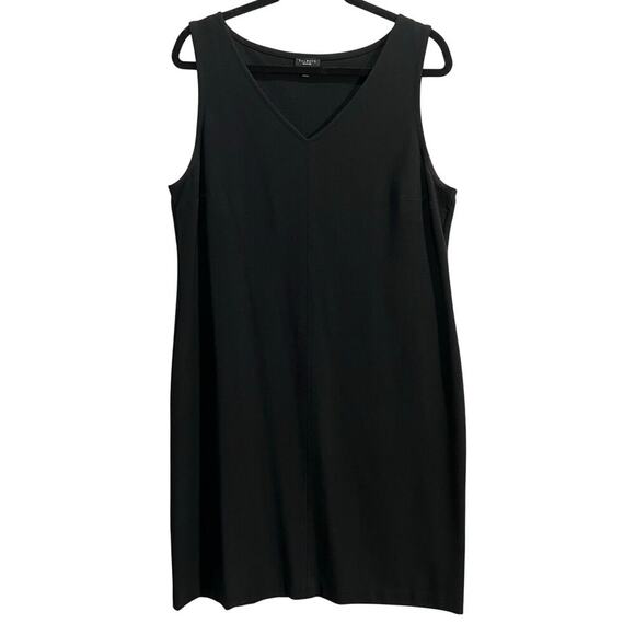 Talbots Size 16 v-neck sleeveless Black Dress midi knee length professional plus - Picture 1 of 5